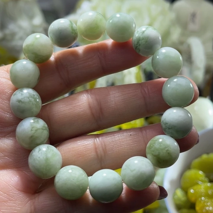 岫玉未镶嵌手链老油翠