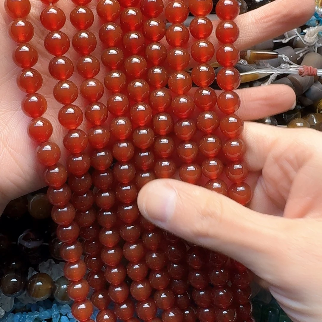 玛瑙/玉髓未镶嵌珠宝半成品一条10mm红玛瑙