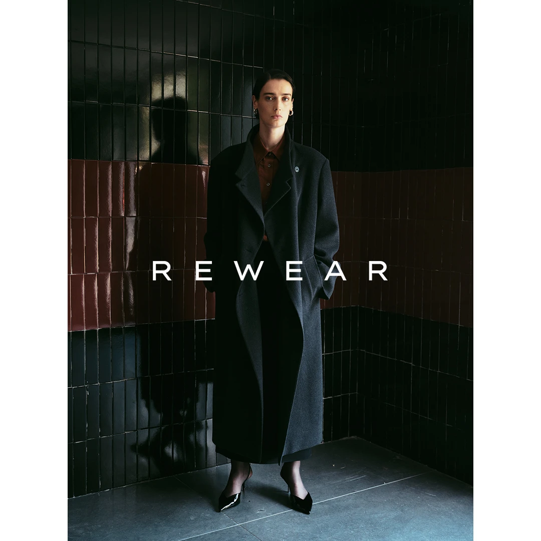 REWEAR/进口绵羊毛天丝分割新中式斜门襟呢大衣11183
