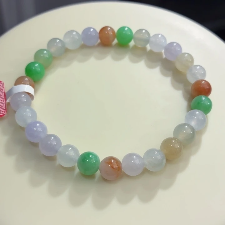 翡翠未镶嵌手链冰胶多宝卡7