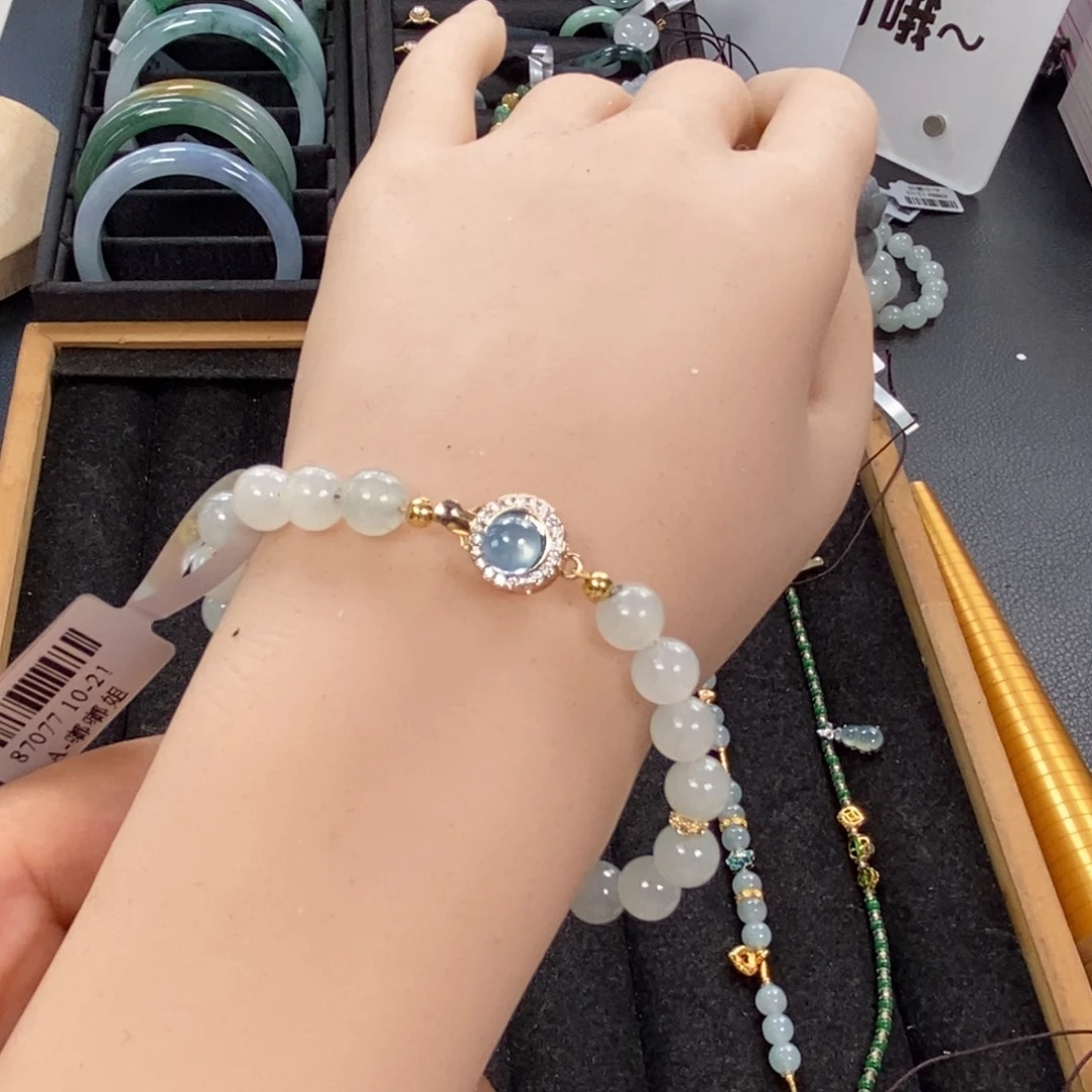 足金镶嵌手链翡翠手串