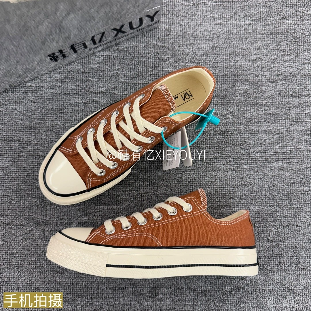 鞋有亿 焦糖色1970s低帮帆布鞋男女2025秋冬新款休闲鞋子厚底板鞋