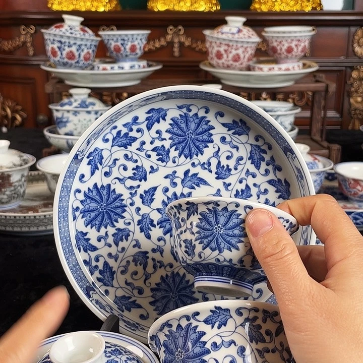 缠枝莲五件套茶具