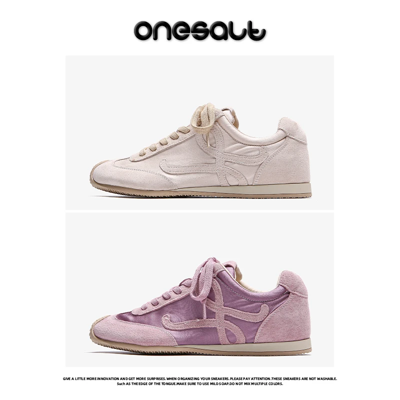 Onesalt春季百搭运动休闲德训鞋女平底百搭软面舒适阿甘鞋潮