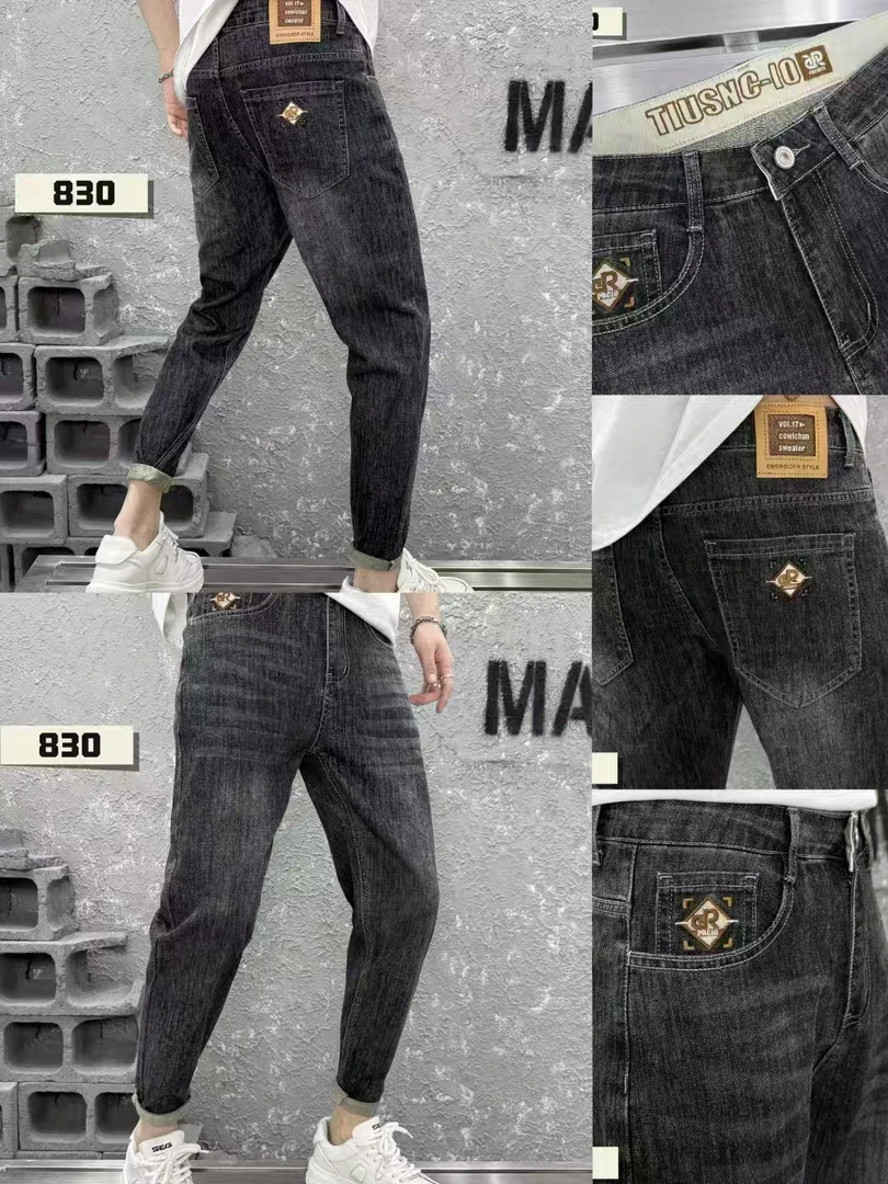 830款（男款）黑灰色薄料软牛仔裤