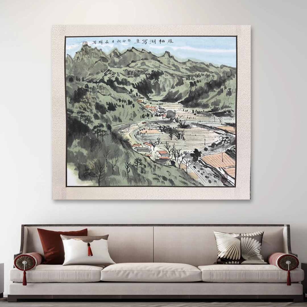 梁永琳-手绘国画-1平尺-右圆房-带小书-客厅办公室挂画