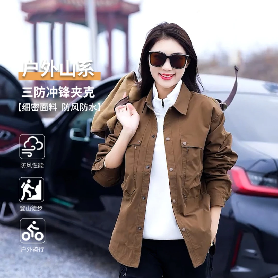 春装新款机能工装衬衫时尚百搭纯色翻领潮流夹克外套男女同款2513