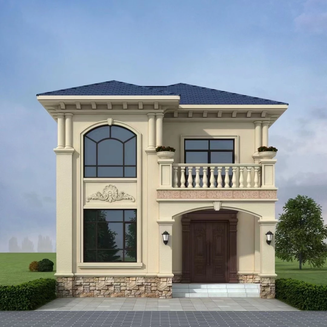 8.2x10.8新款二层豪华农村别墅自建房欧式别墅设计三层图纸