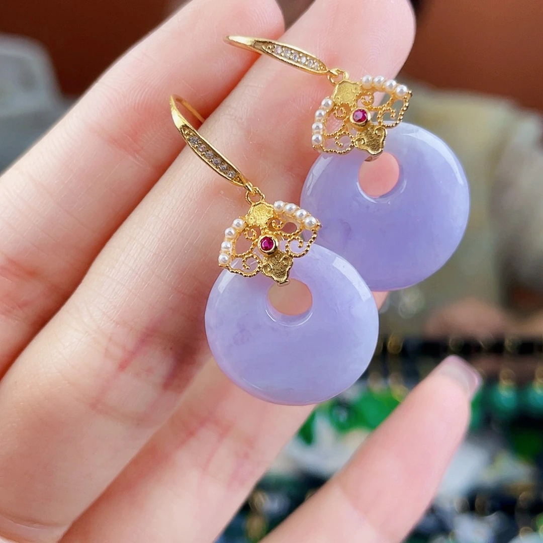 翡翠银S925镶嵌耳饰饰品