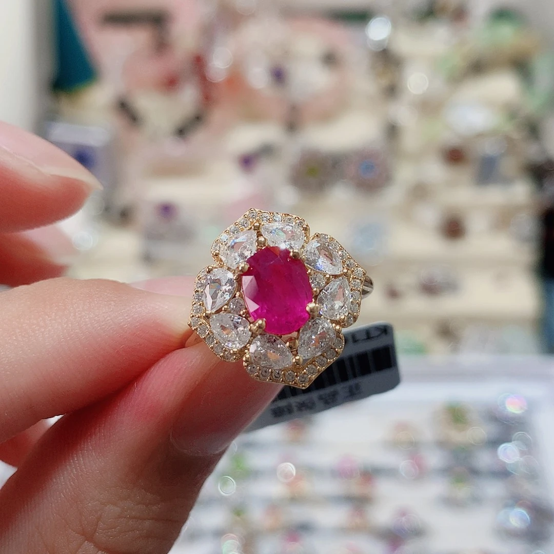 银S925镶嵌戒指戒指红宝石