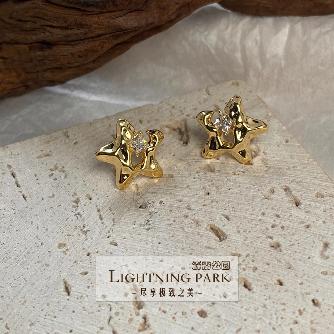 铜合金合成锆石耳饰 1045★【恋空】设计师耳钉