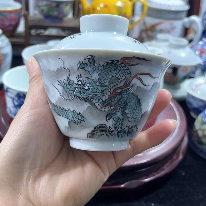 景德镇陶瓷手绘盖碗