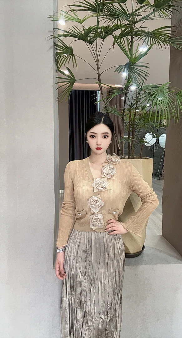 【女王定制】设计师时尚花朵显瘦百搭开衫