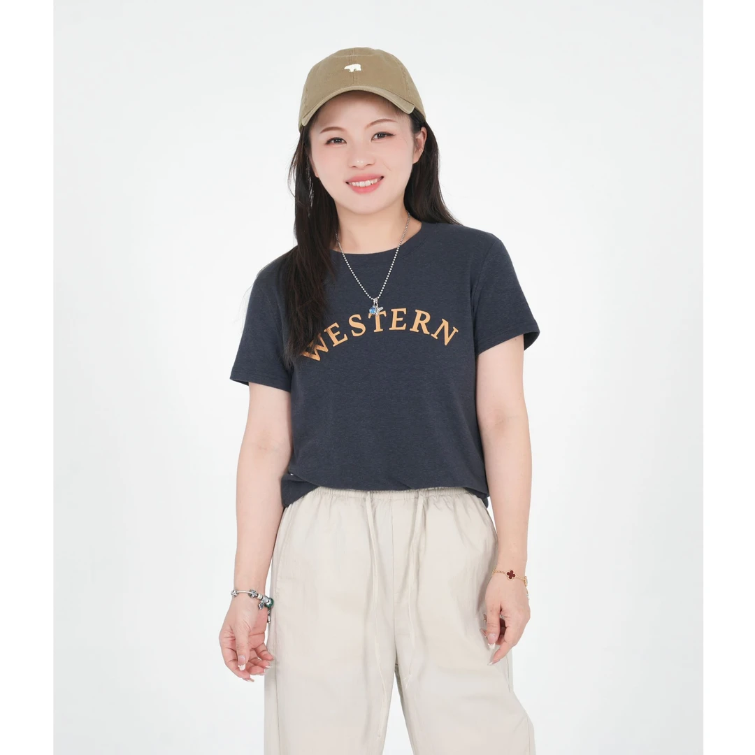 小个子圆圆DGS302春夏字母印花短袖T恤圆领宽松百搭休闲打底衫女