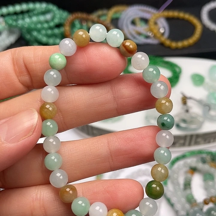 翡翠未镶嵌手链多宝手串