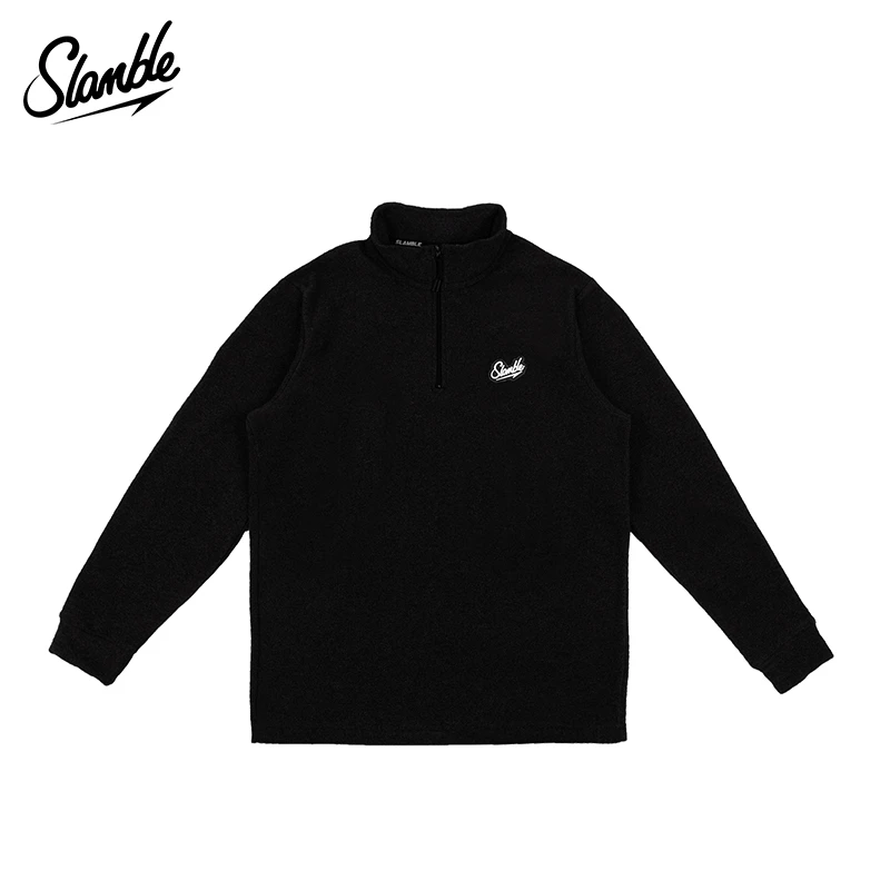 SLAMBLE摇粒绒半拉链立领套头衫男运动休闲拉链热身服训练上衣