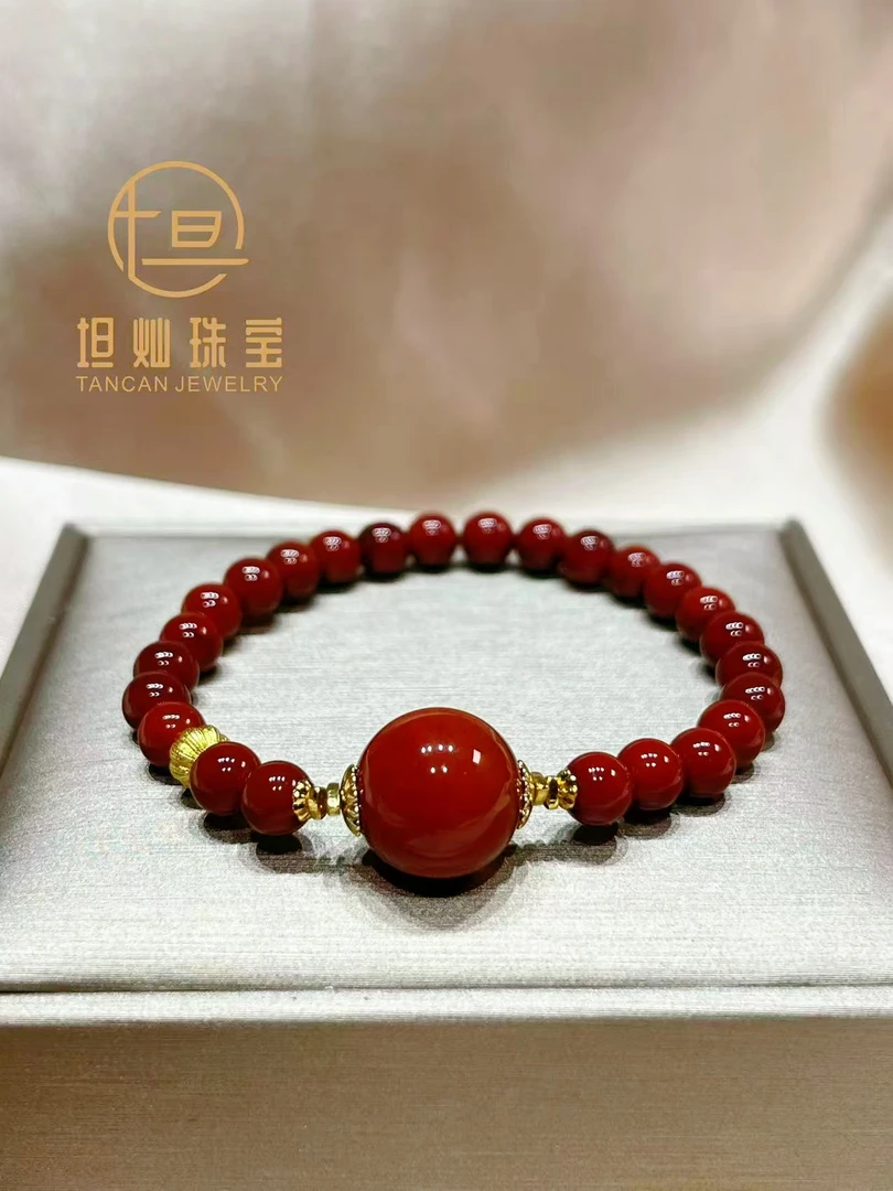 天然单圈南红玛瑙加大珠款手串1121
