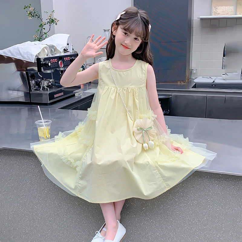 女童甜美无袖吊带裙夏季薄款中大童2025新款女孩连衣裙夏装时尚潮