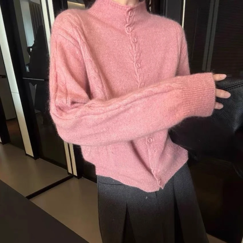 【运费补贴】【清新自然】显白粉欧货针织开衫女毛衣外套气质宽松上衣