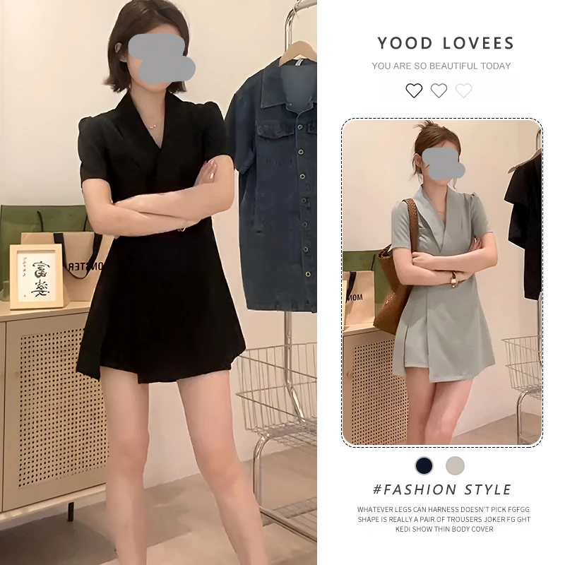 法式赫本小香风连衣裙女2025夏季新款小个子设计感气质短裤两件套