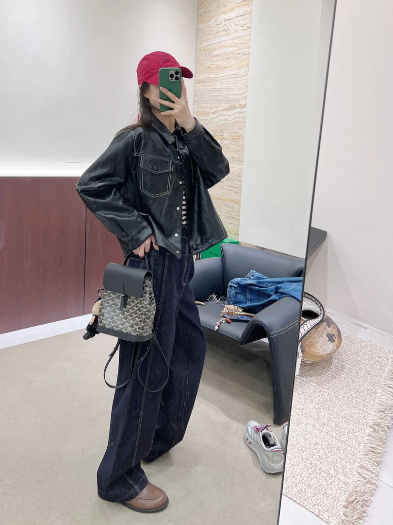港风 环保 蛋白皮高级感翻领皮衣短款外套