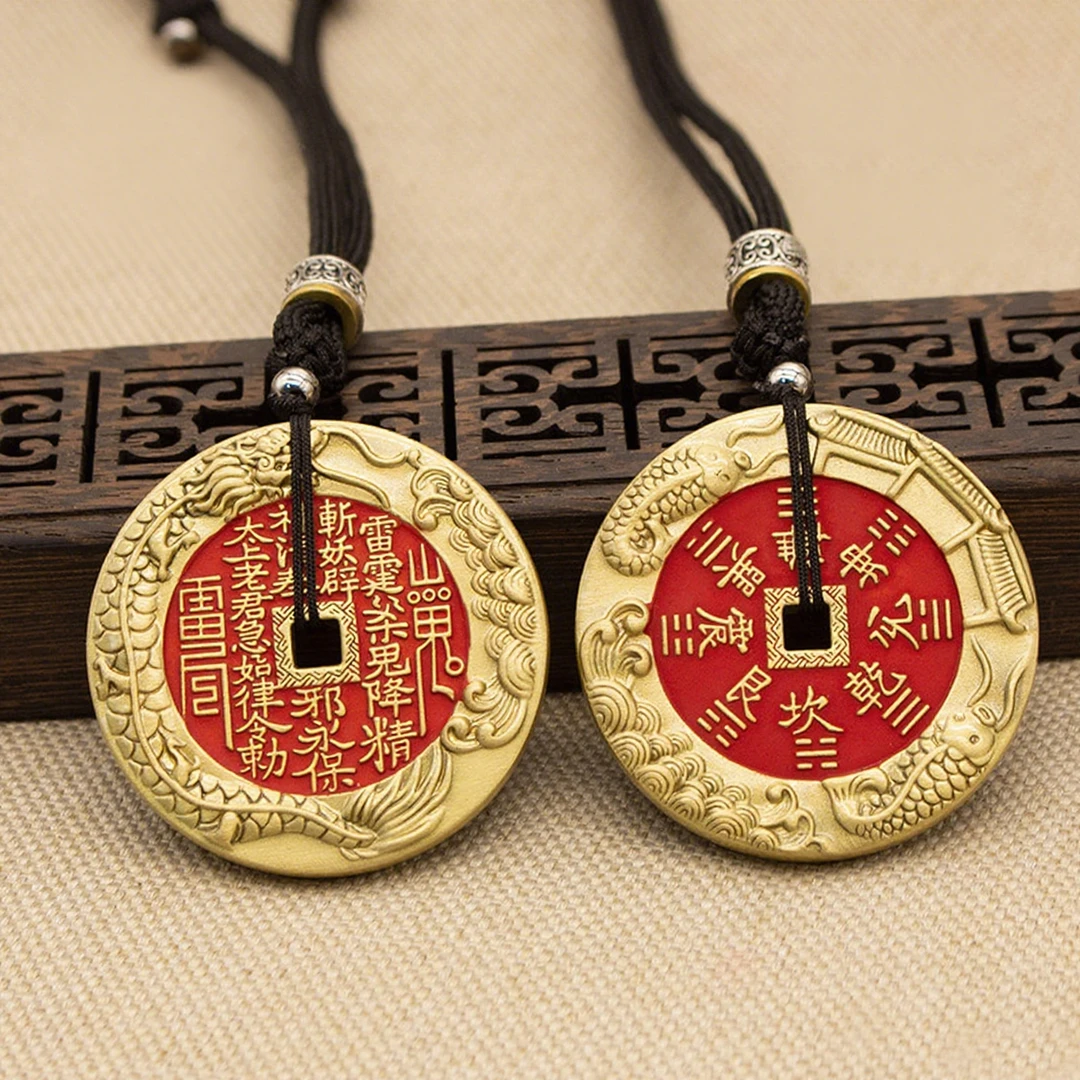 珍藏版鱼化龙山鬼花钱中大号挂件纯铜鱼跃龙门加厚钥匙扣吊坠