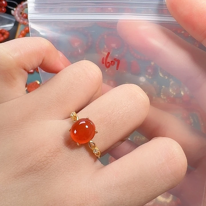 南红玛瑙银S925镶嵌戒指