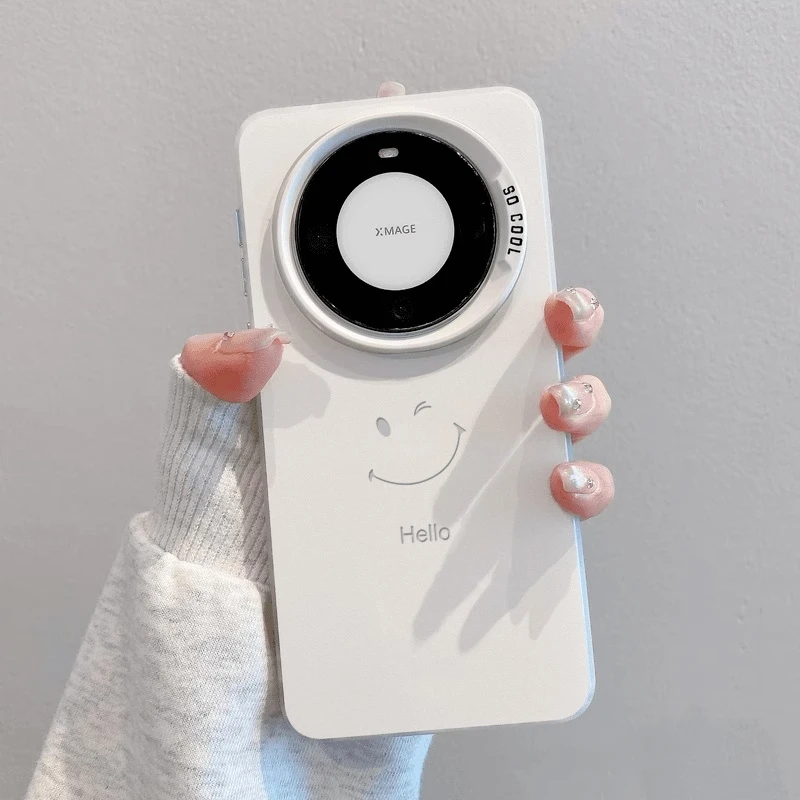 适用Hello笑脸适用华为mate70pro壳新款彩绘Pura70磨砂彩银mate60