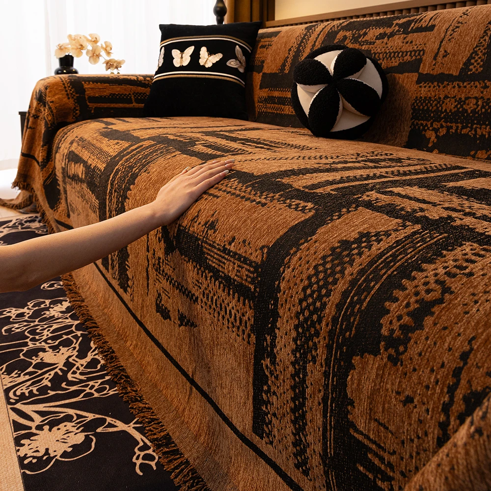 复古轻奢防猫抓沙发盖布2026新款沙发巾四季通用高级防滑沙发毯罩