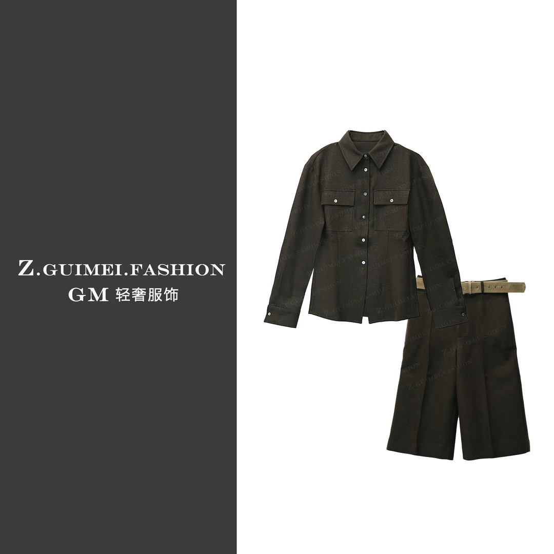 【肆姐高定】休闲翻领羊毛时尚中裤套装XY3511