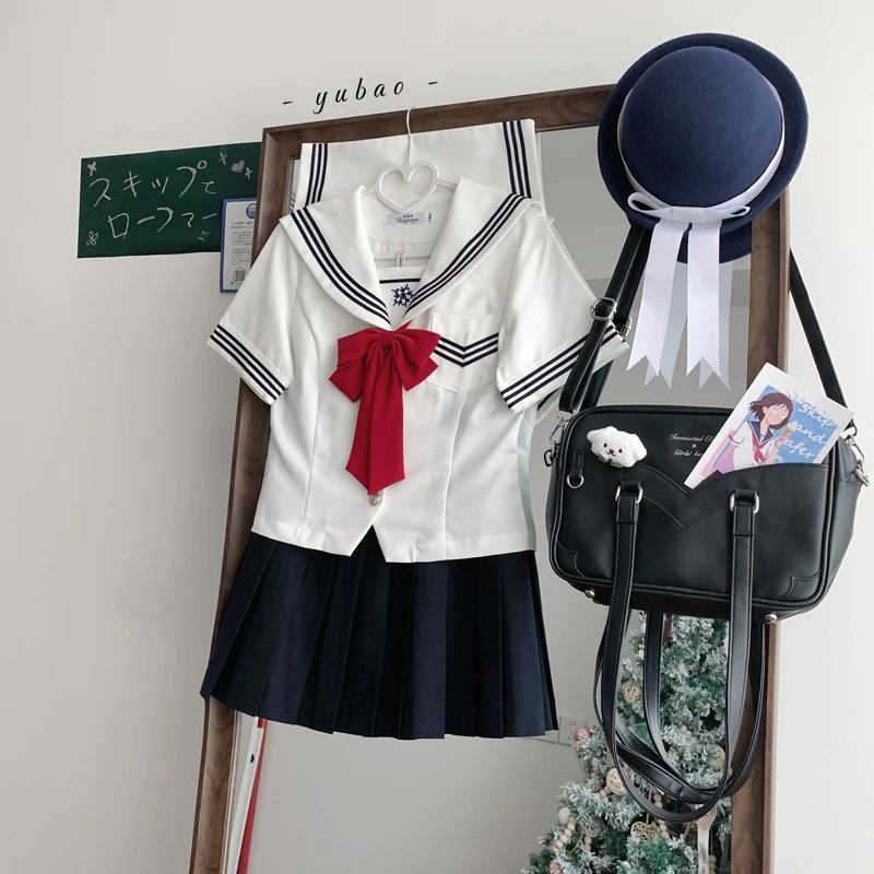 秋柚语原创水手服蕙兰中jk制服套装日系学院风收腰水手服短袖夏季