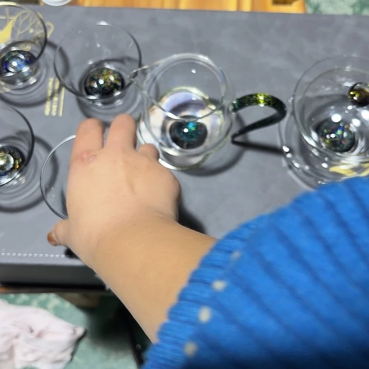 玻璃茶色黑星空清杯