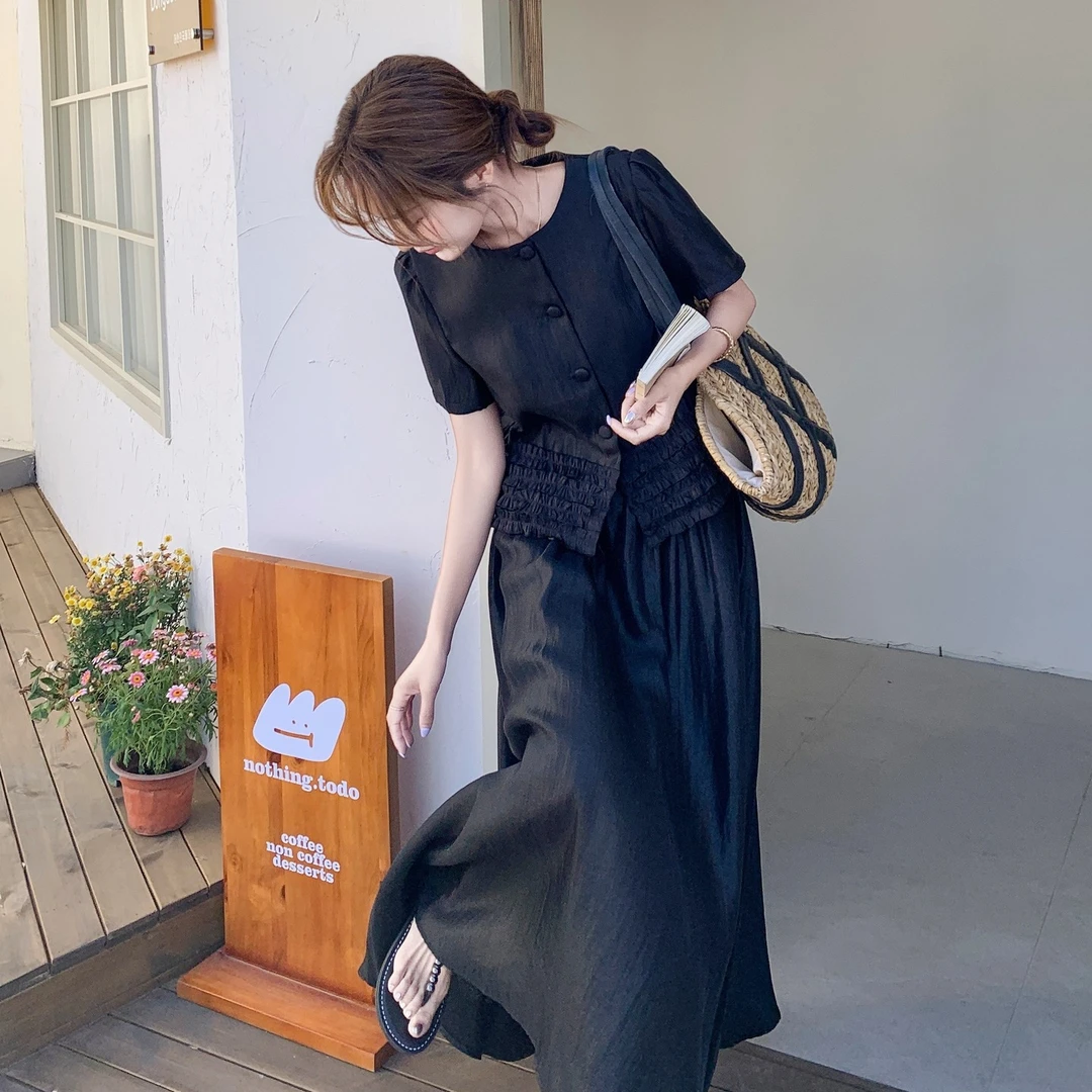 小香感气质木耳边轻薄上衣半裙套装女2025夏季法式高级淑女两件套