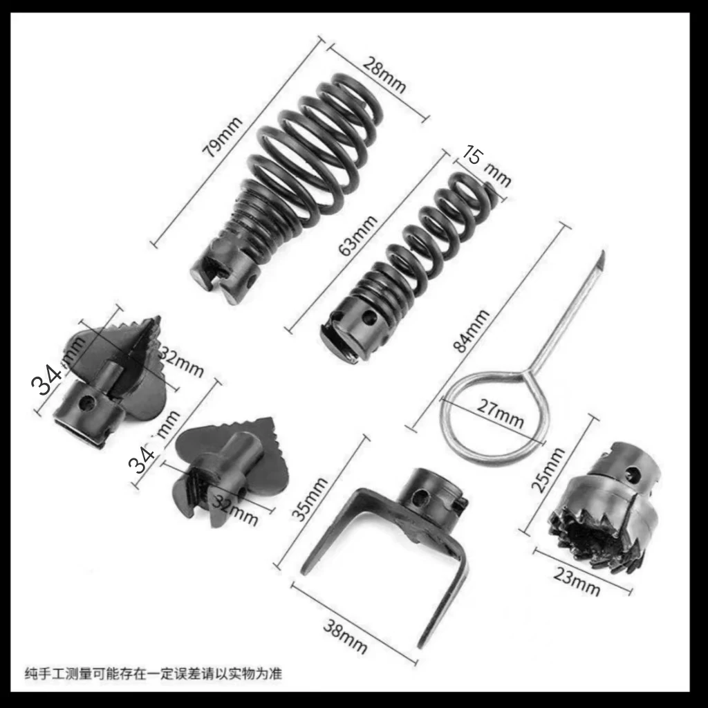 疏通弹簧16mm螺旋锰钢制刀头马桶地漏下水管道加粗工业家用疏通