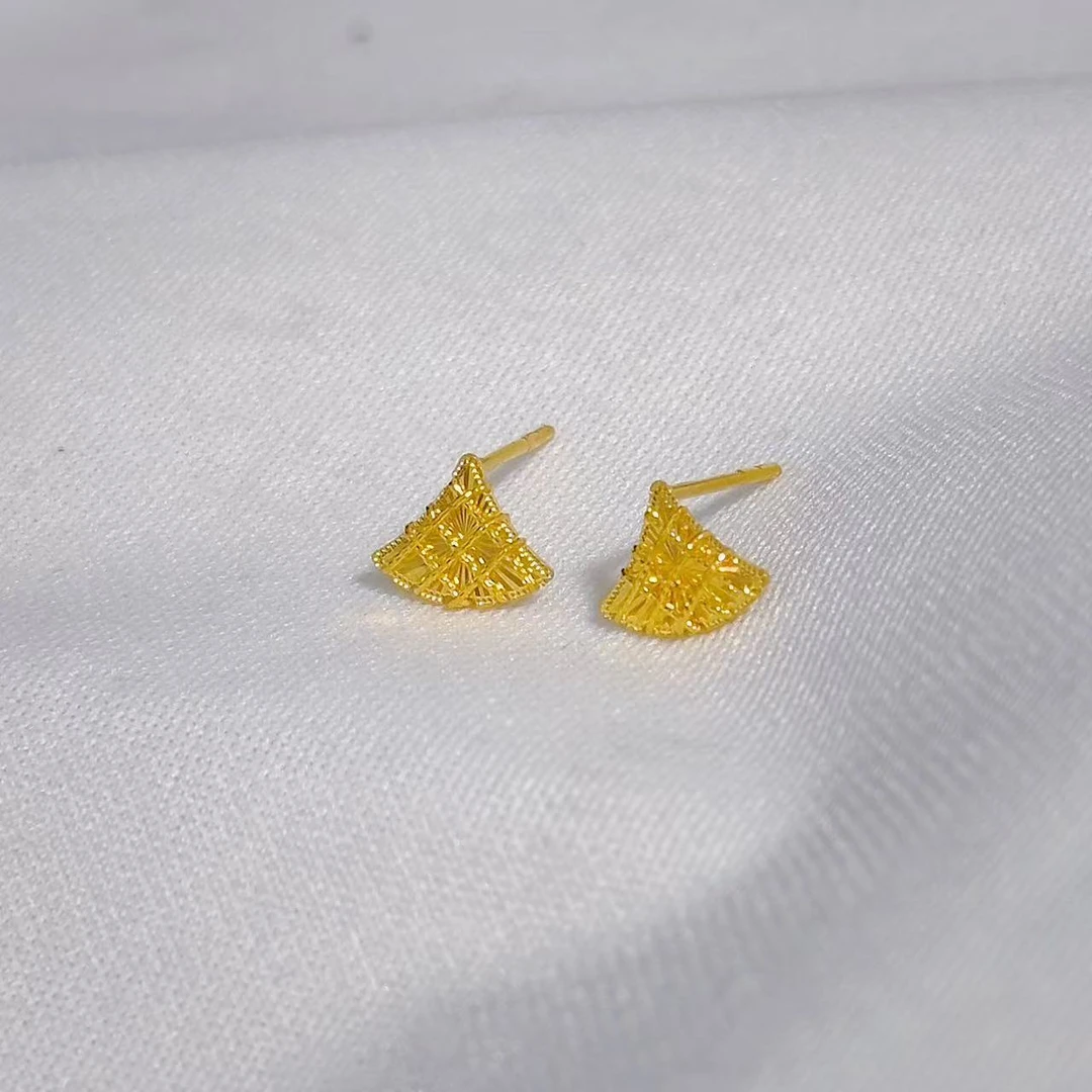 【小鹏黄金】足金999小裙摆5G工艺耳饰1.27 1.55