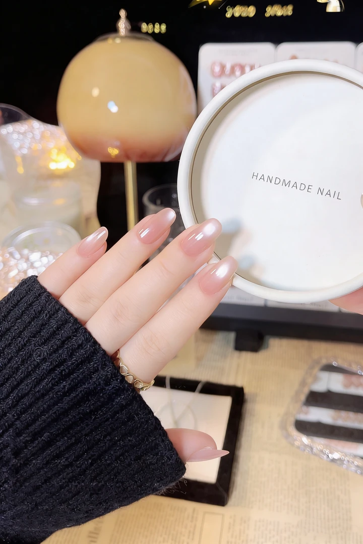 【裸感冰肌】YOUO穿戴甲 裸色伪素颜清透温润猫眼美甲