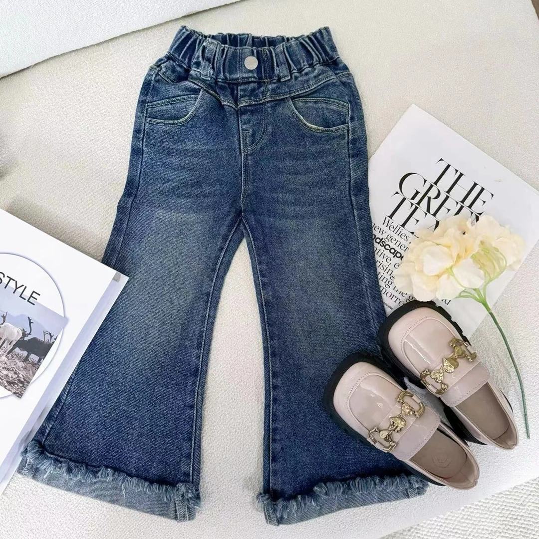 超级柔软女童春秋装新款韩版超洋气长裤女宝宝百搭牛仔直筒裤休闲