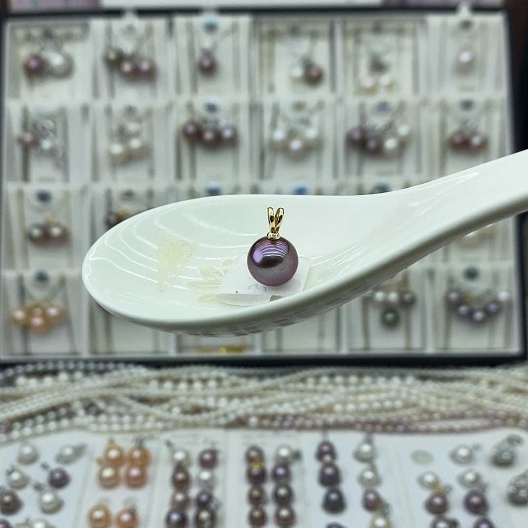 淡水珍珠吊坠(不含链)银S925镶嵌