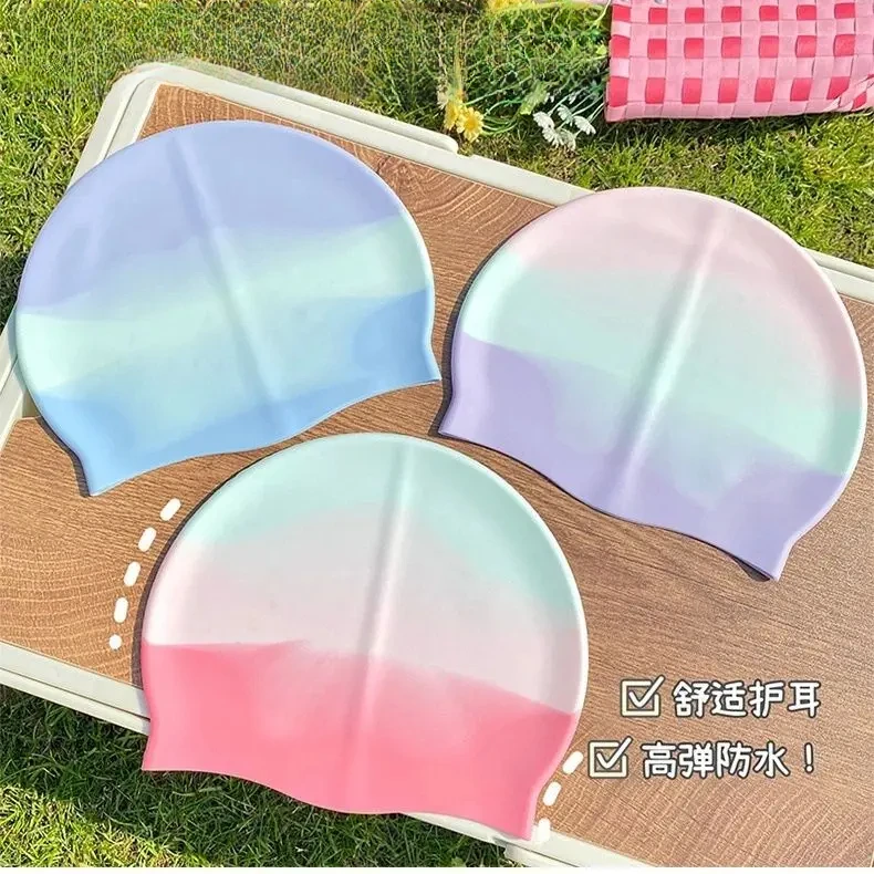 泳帽男女款长发加大高颜值防水儿童硅胶游泳帽大头围不勒头儿童帽