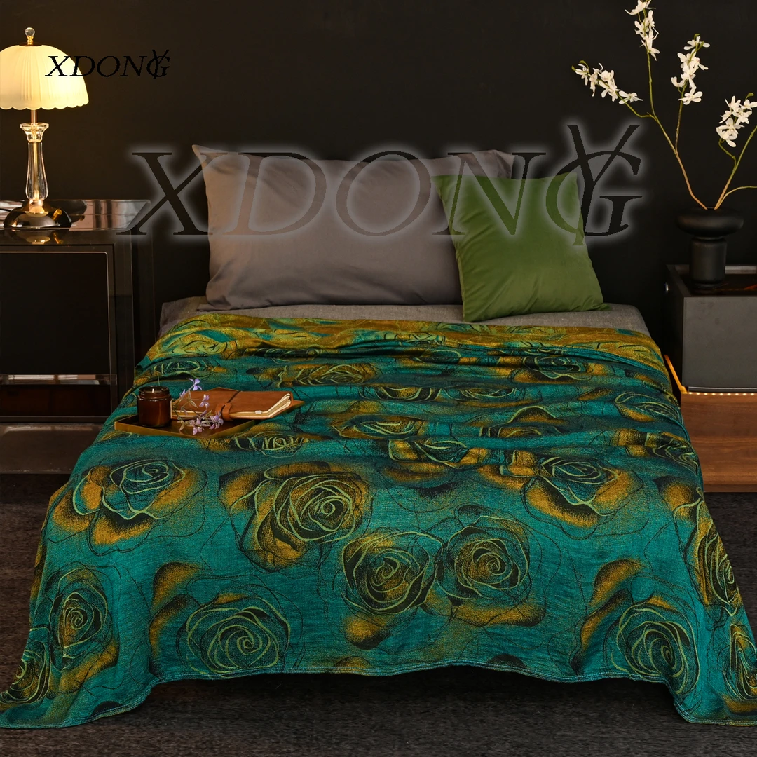 XDONGY（冬云家纺）法国顶奢150*200柔软亲肤  玫瑰故事绿色 单人毯