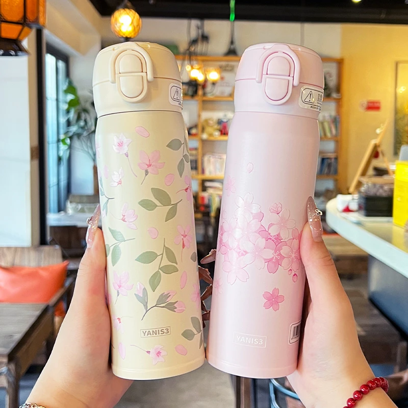 高颜值保温杯女生2025新款316吸管杯男士便携弹跳车载水杯双饮杯