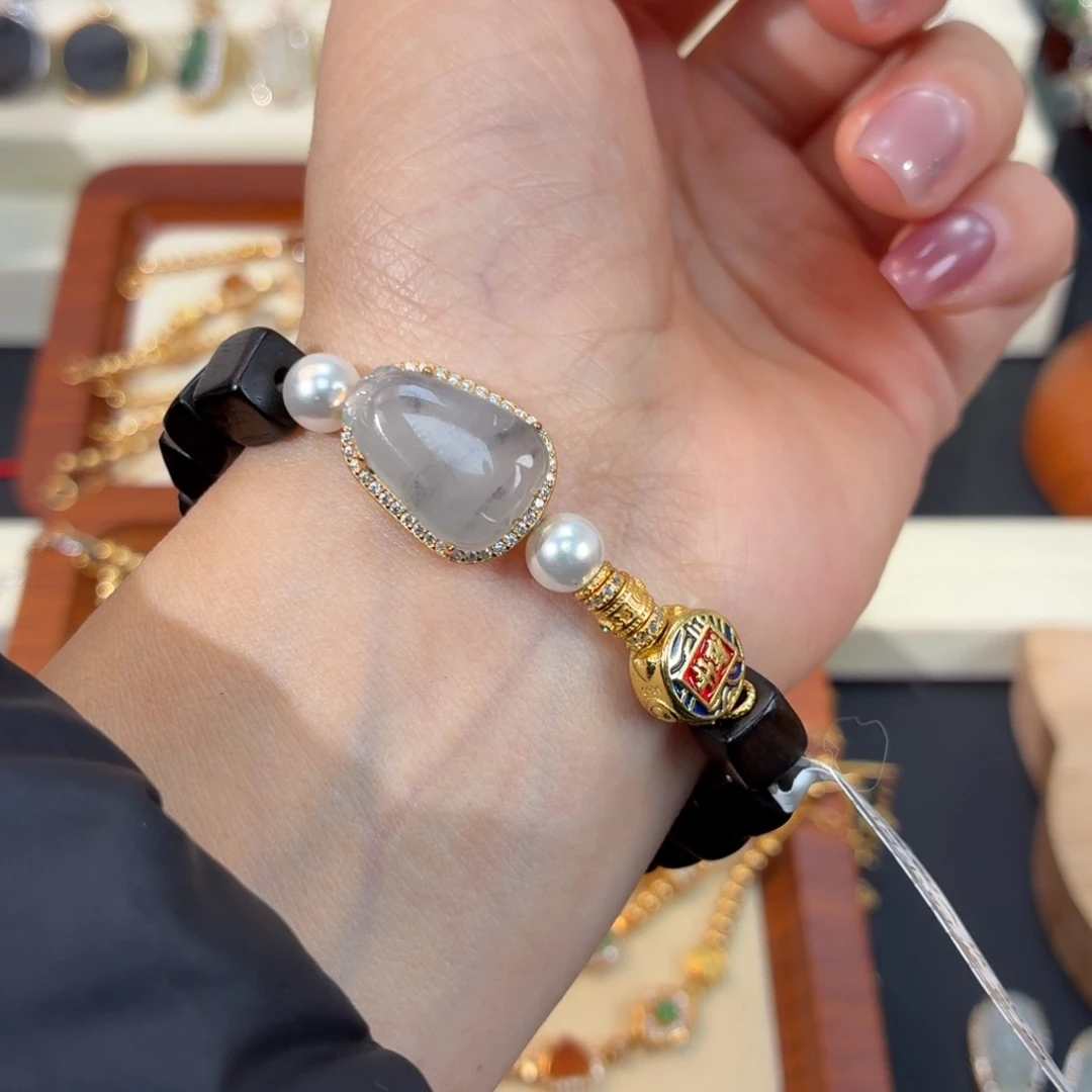 翡翠银S925镶嵌颈饰手串