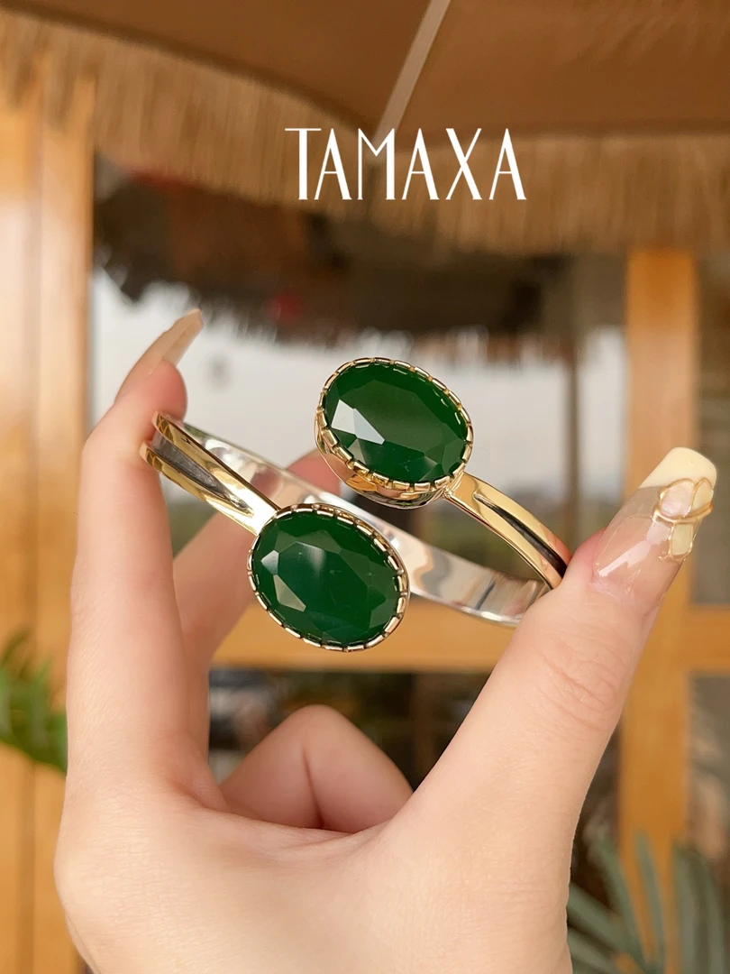 925银银制品 Tamaxa纯银手镯配黄铜