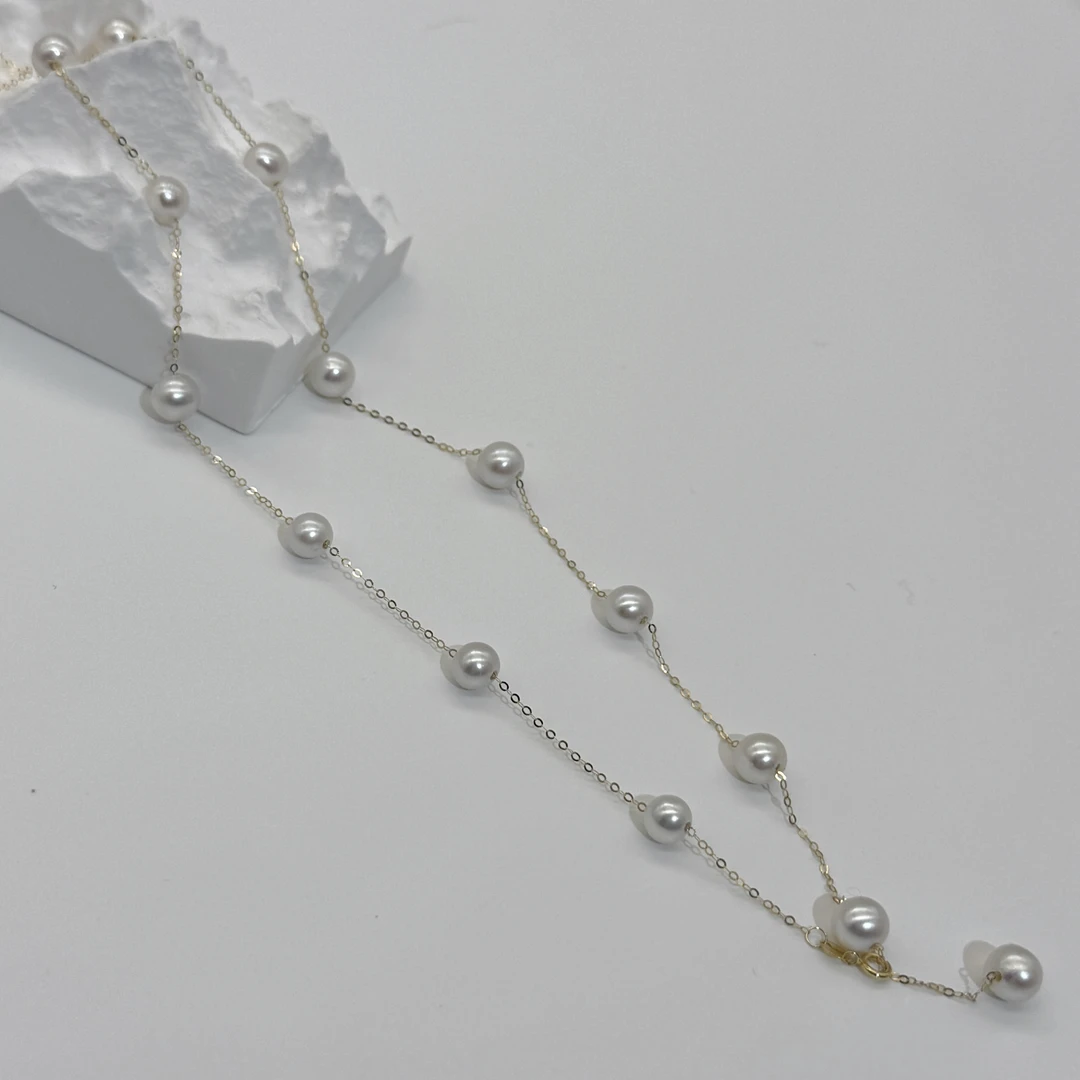 （加粗加大)18K金满天星百搭时尚锁骨链15颗6-7满天星