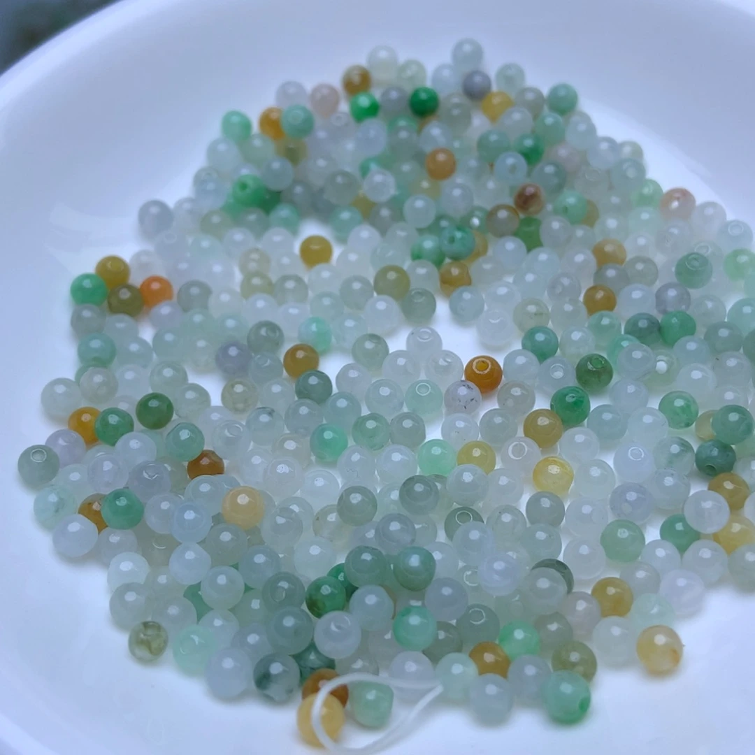 手链翡翠未镶嵌卡3.5冰三彩50个