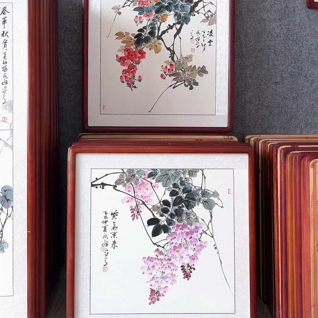 国画书画作品带框63×63