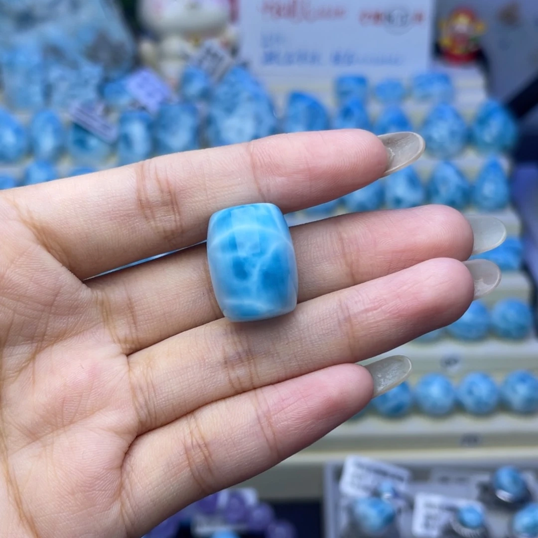 未镶嵌针钠钙石（海纹石）珠宝半成品海纹石桶珠14+