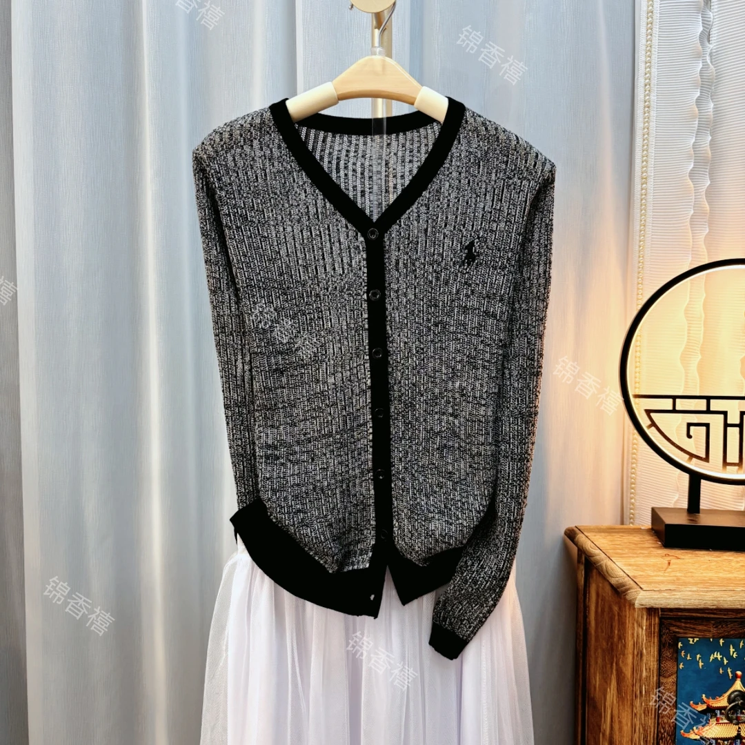 [H63-迷雾开衫]早秋新款时尚百搭V领高级感线条针织背心开衫女潮