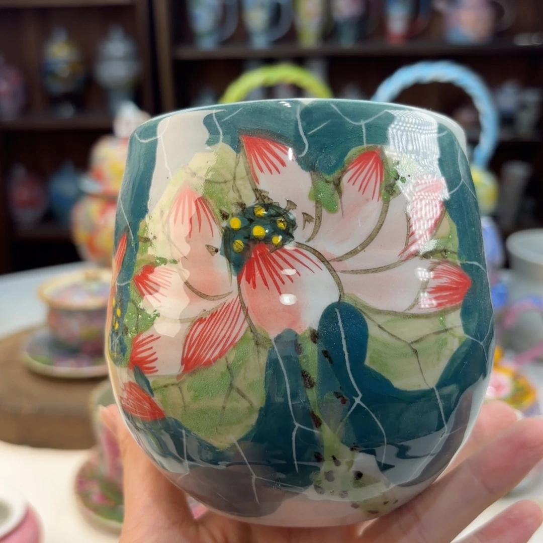 瓷片景德镇手绘高温釉下彩陶瓷茶具