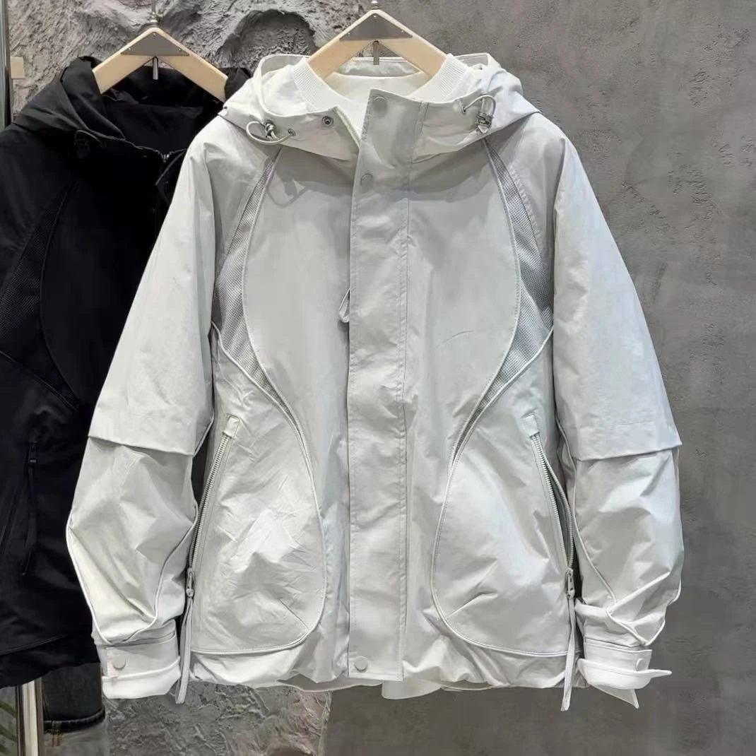 【薄款外套】春夏季拼接薄款连帽外套2536